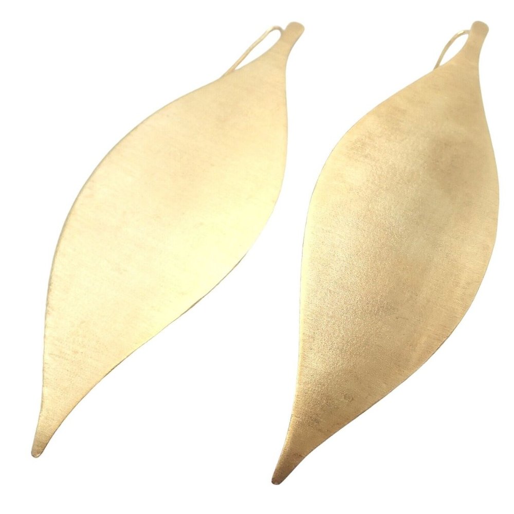 Rare Authentic H. Stern 18k Yellow Gold Large Giant Leaf Dangle Earrings